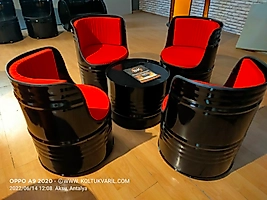 Varil Tekli  Koltuk Takımı Lotus 4 lü  Siyah