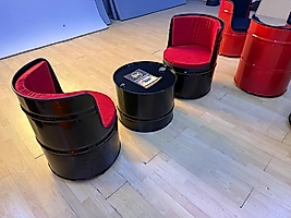 Varil Koltuk Takımı İki Tekli Bir Sehpa Lotus  Siyah