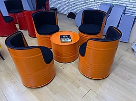 Varil Tekli  Koltuk Takımı Lotus 4 lü  Turuncu